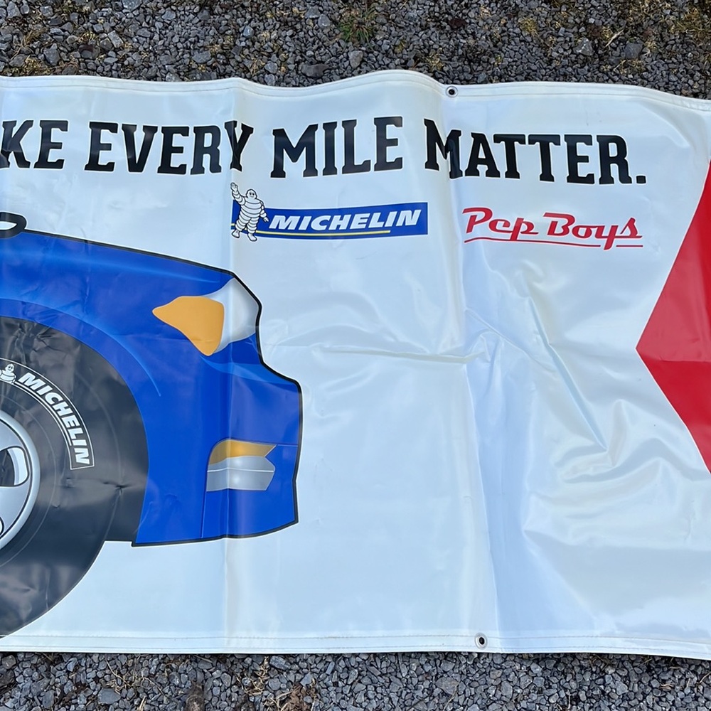 Pepboys Michelin Tires Vinyl Promotional Banner 3’x9.5’ - Picture 3 of 4